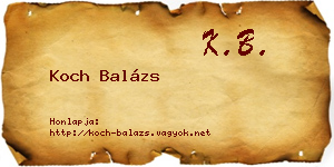 Koch Balázs névjegykártya